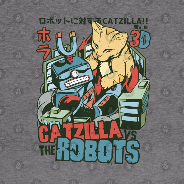 Catzilla vs Robots by Safdesignx